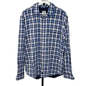 Johnnie-O Mens Long Sleeve Button Down  Plaid Shirt Size Large Blue Lined